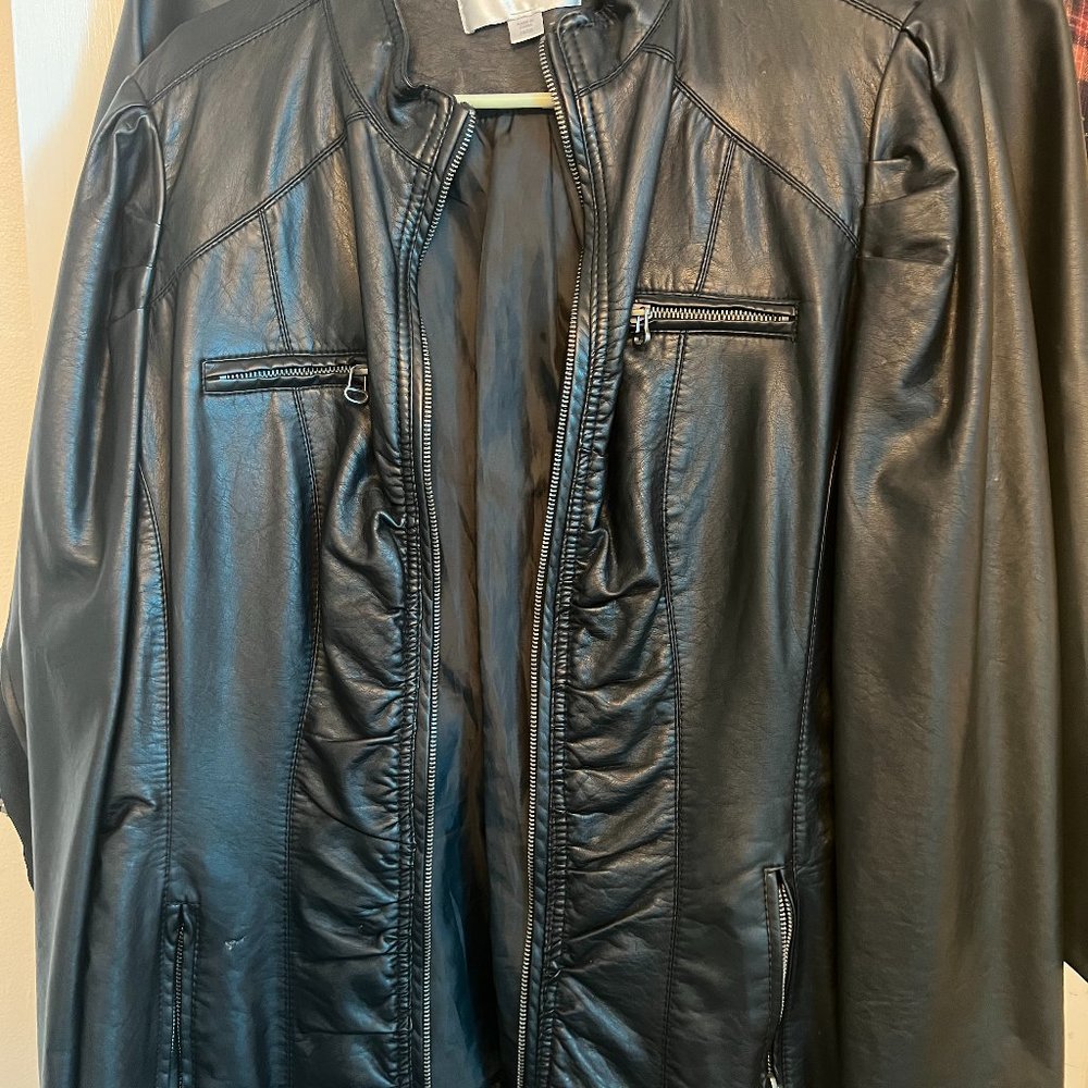 18/20 AVENUE BALCK FAUX LEATHER JACKET (FREE SHIPPING)